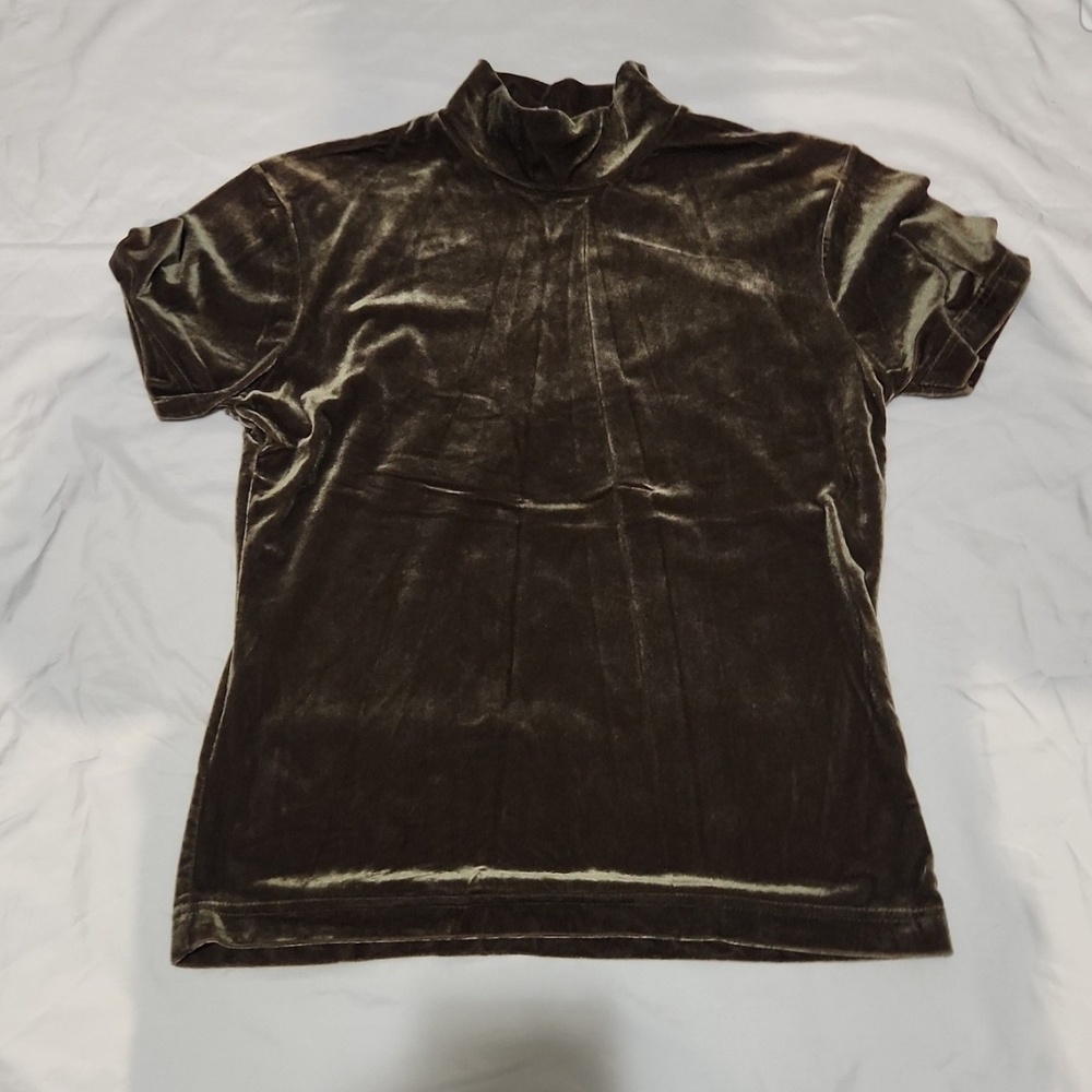 Lauren Brooke Women's large green velvet blouse #D20
